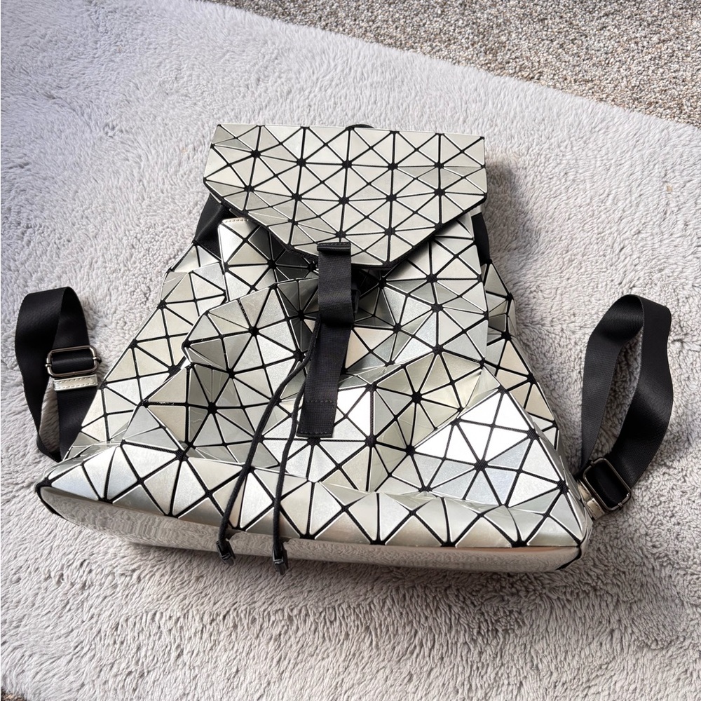 Geometric Silver Backpack